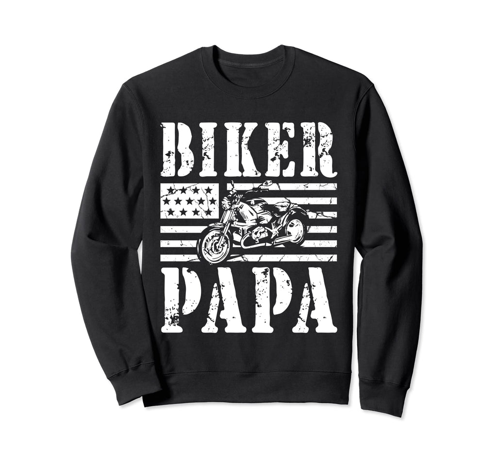 Papa Biker Papa Motorcycle Sweatshirt - Unique Graphic Unisex - T-Shirt, Sweatshirt, Hoodie
