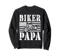 Papa Biker Papa Motorcycle Sweatshirt - Unique Graphic Unisex - T-Shirt, Sweatshirt, Hoodie