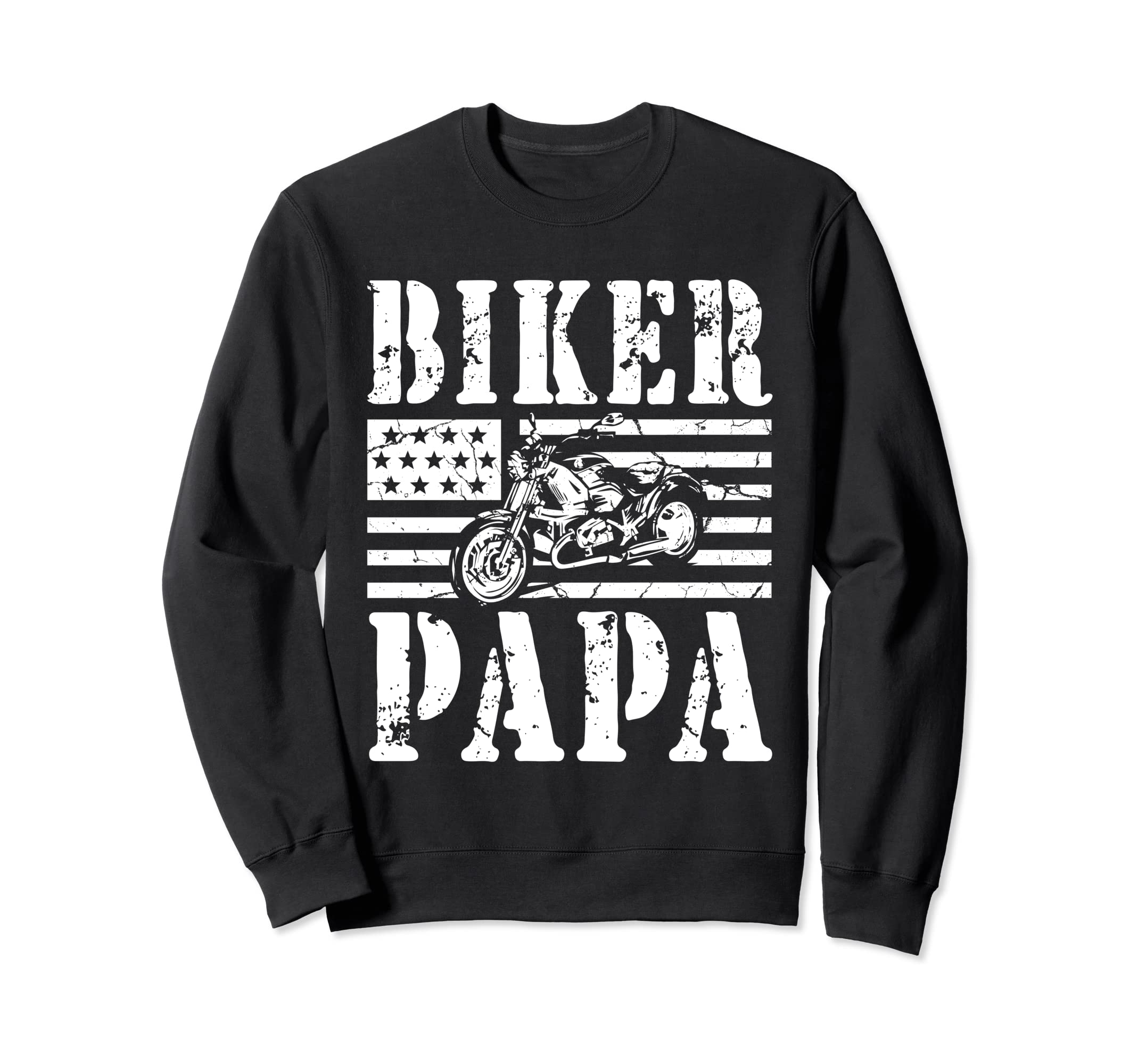 Papa Biker Papa Motorcycle Sweatshirt - Unique Graphic Unisex - T-Shirt, Sweatshirt, Hoodie