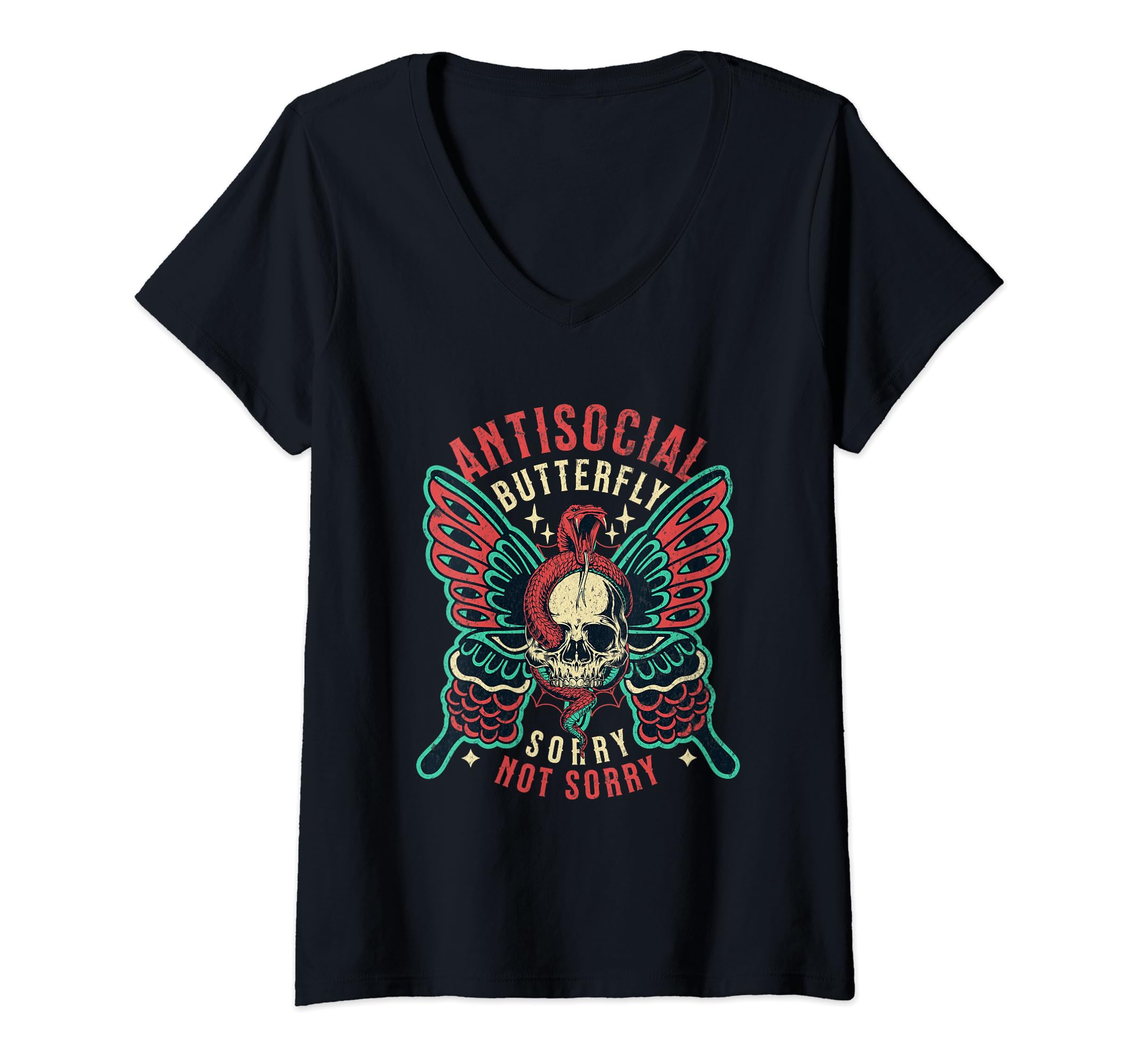 Antisocial Butterfly Tattoo Snake And T-Shirt - Graphic Print Men Women - T-Shirt, Sweatshirt, Hoodie