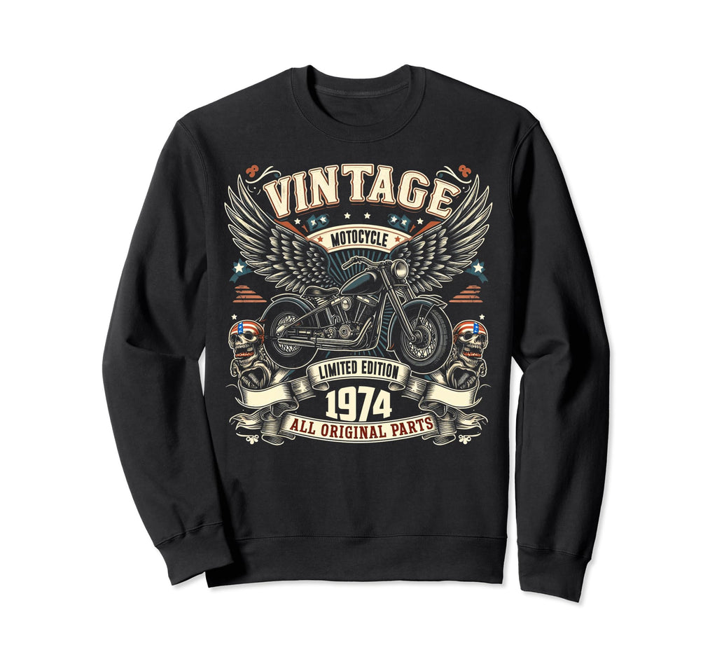 1974 Born 1974 Birthday Motorcycle Sweatshirt - Minimalist Print Unisex - T-Shirt, Sweatshirt, Hoodie
