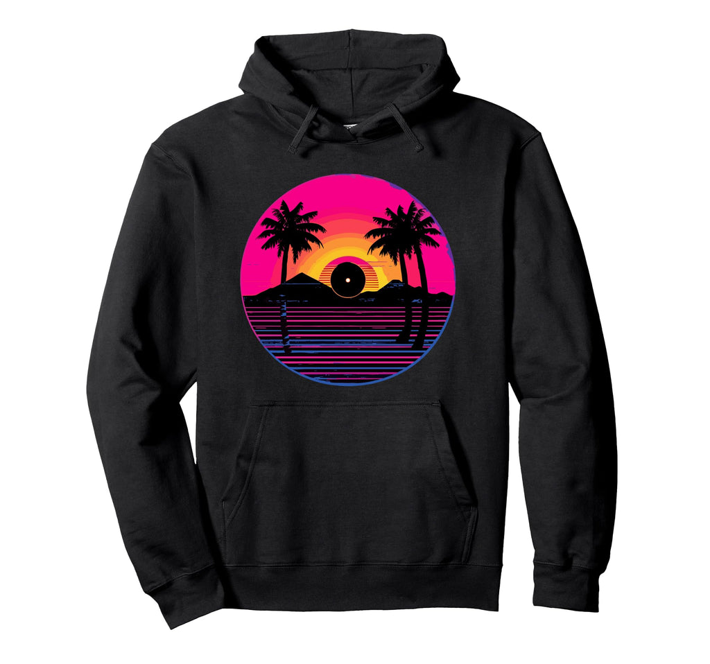 Vinyl Record Vaporwave Turntable Music Hoodie - Graphic Print Men Women - T-Shirt, Sweatshirt, Hoodie