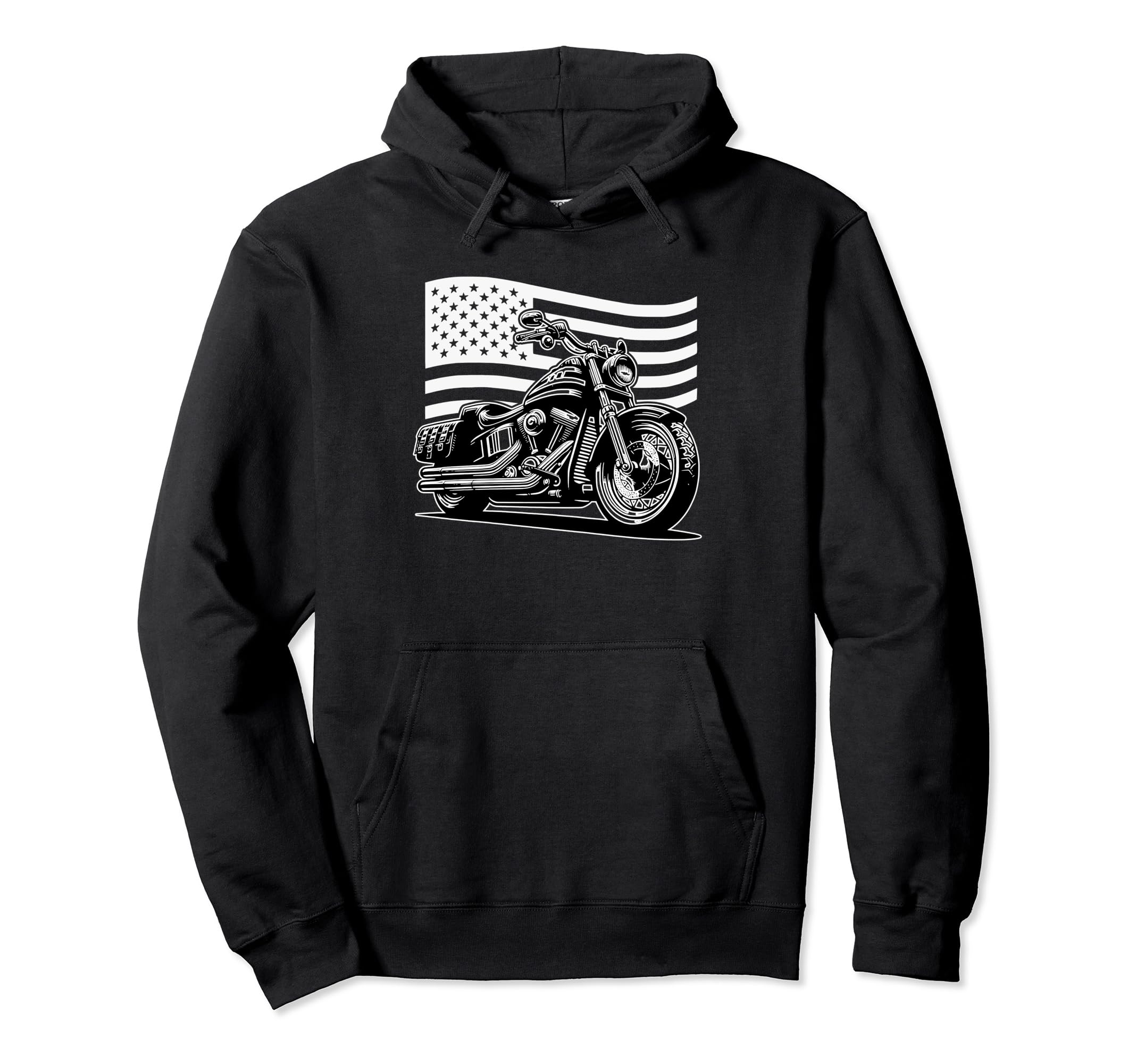 Motorbike Silhouette American Flag Hoodie - Custom Art Print for Adults - T-Shirt, Sweatshirt, Hoodie