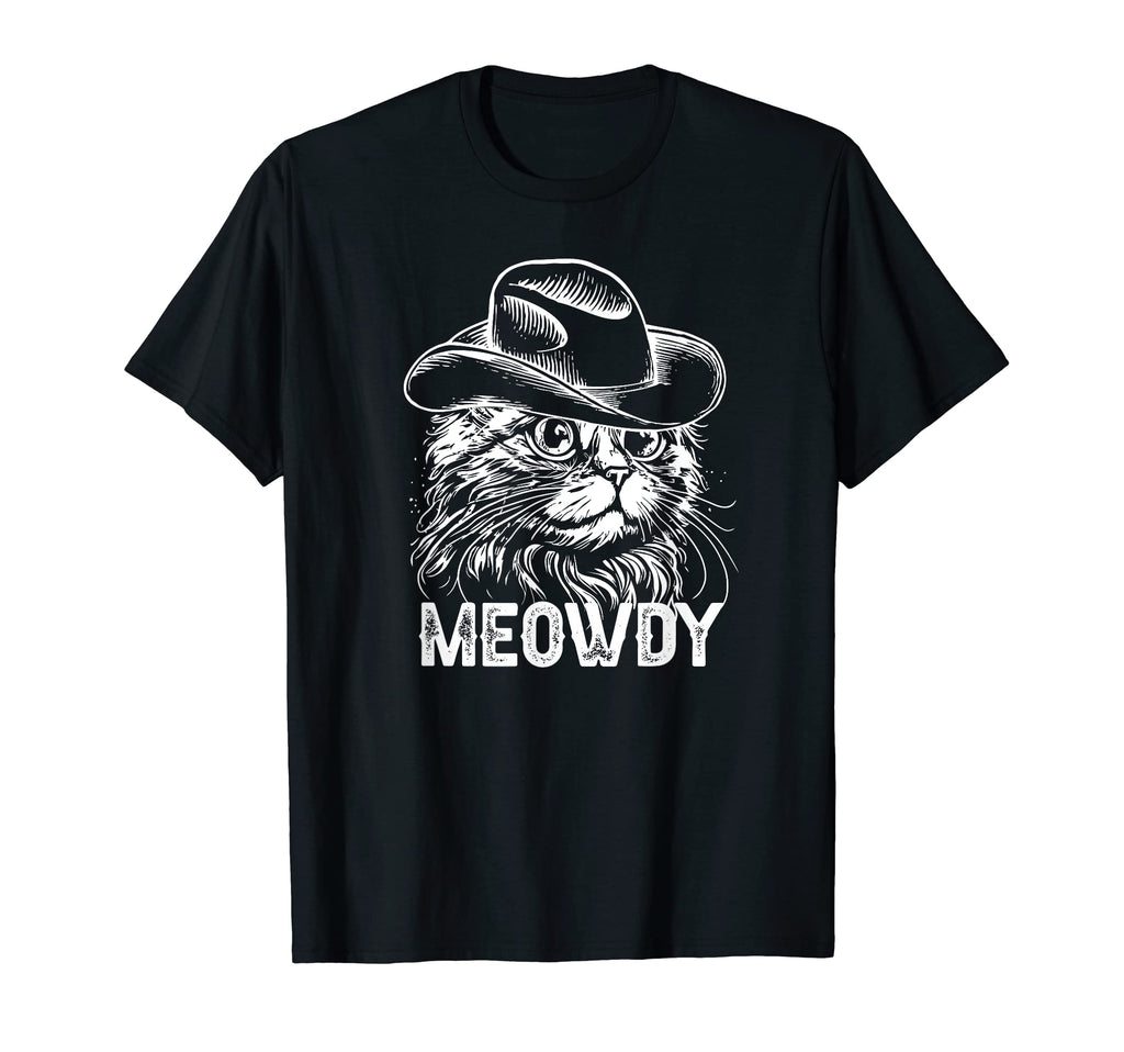 Texas Funny Cat Cowboy Hat Cat Meme T-Shirt - Minimalist Print Men Women - T-Shirt, Sweatshirt, Hoodie