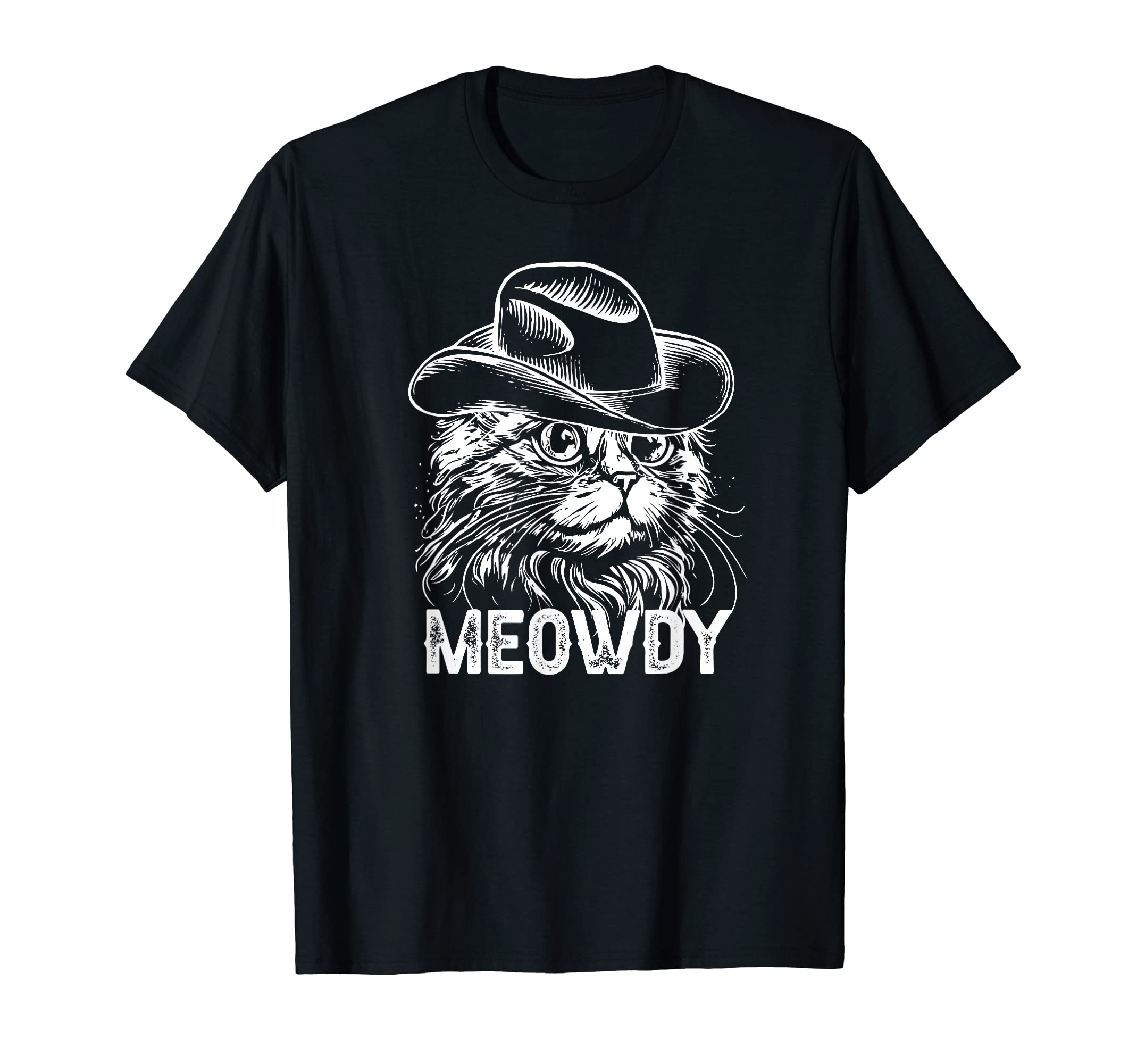 Texas Funny Cat Cowboy Hat Cat Meme T-Shirt - Minimalist Print Men Women - T-Shirt, Sweatshirt, Hoodie