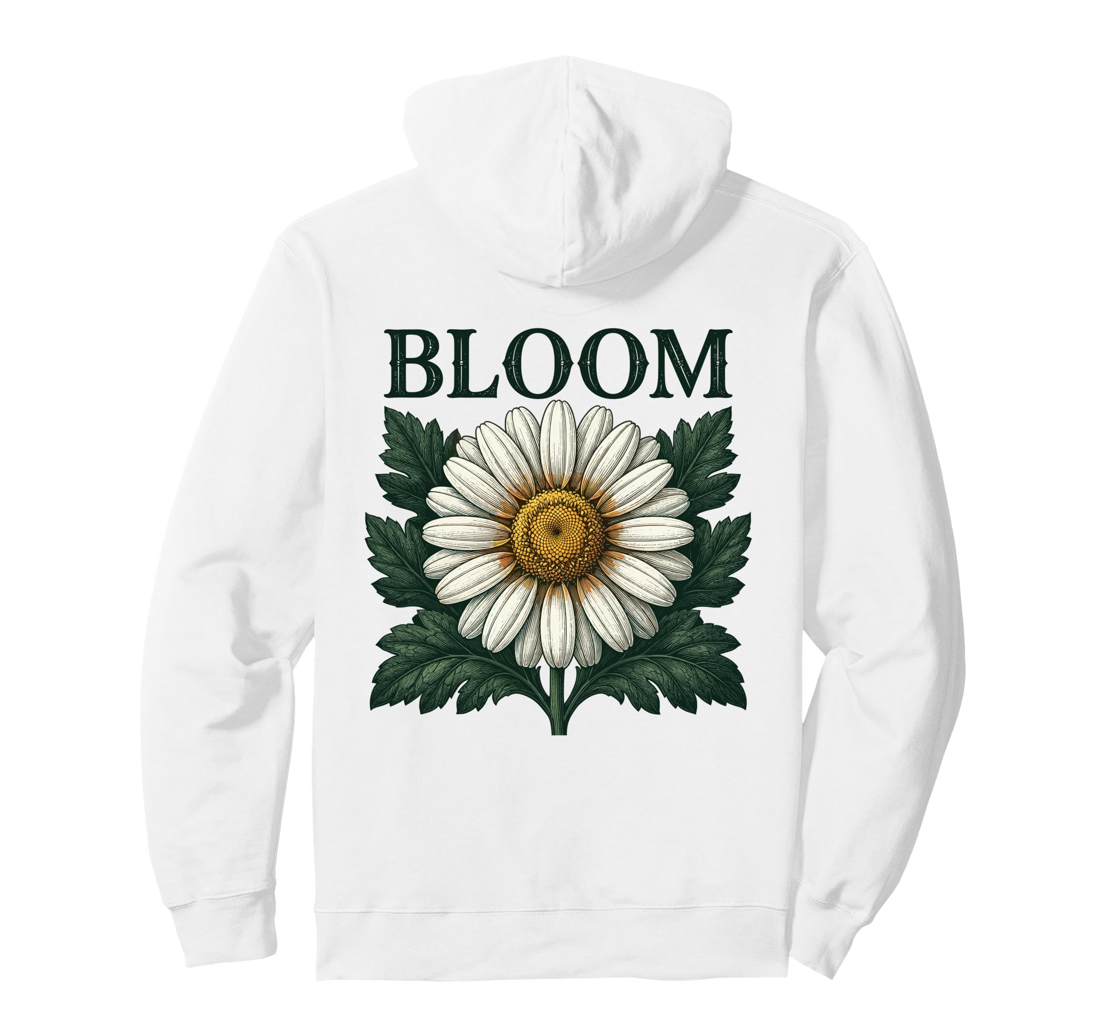 Daisy Bloom Botanical Illustration Art Hoodie - Graphic Print for Adults - T-Shirt, Sweatshirt, Hoodie