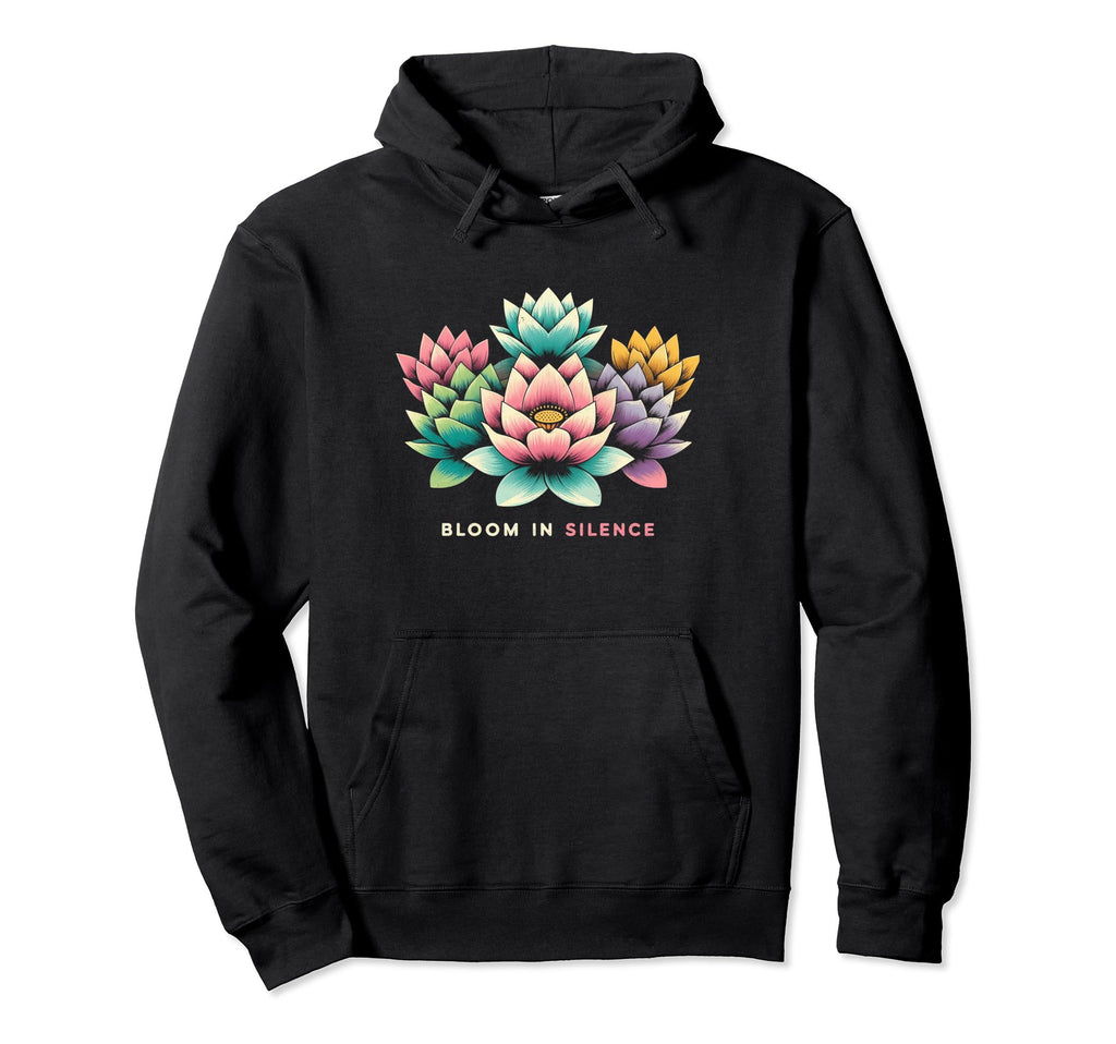 Lotus Flower Bloom Silence Zen Yoga Hoodie - Unique Graphic for Adults - T-Shirt, Sweatshirt, Hoodie