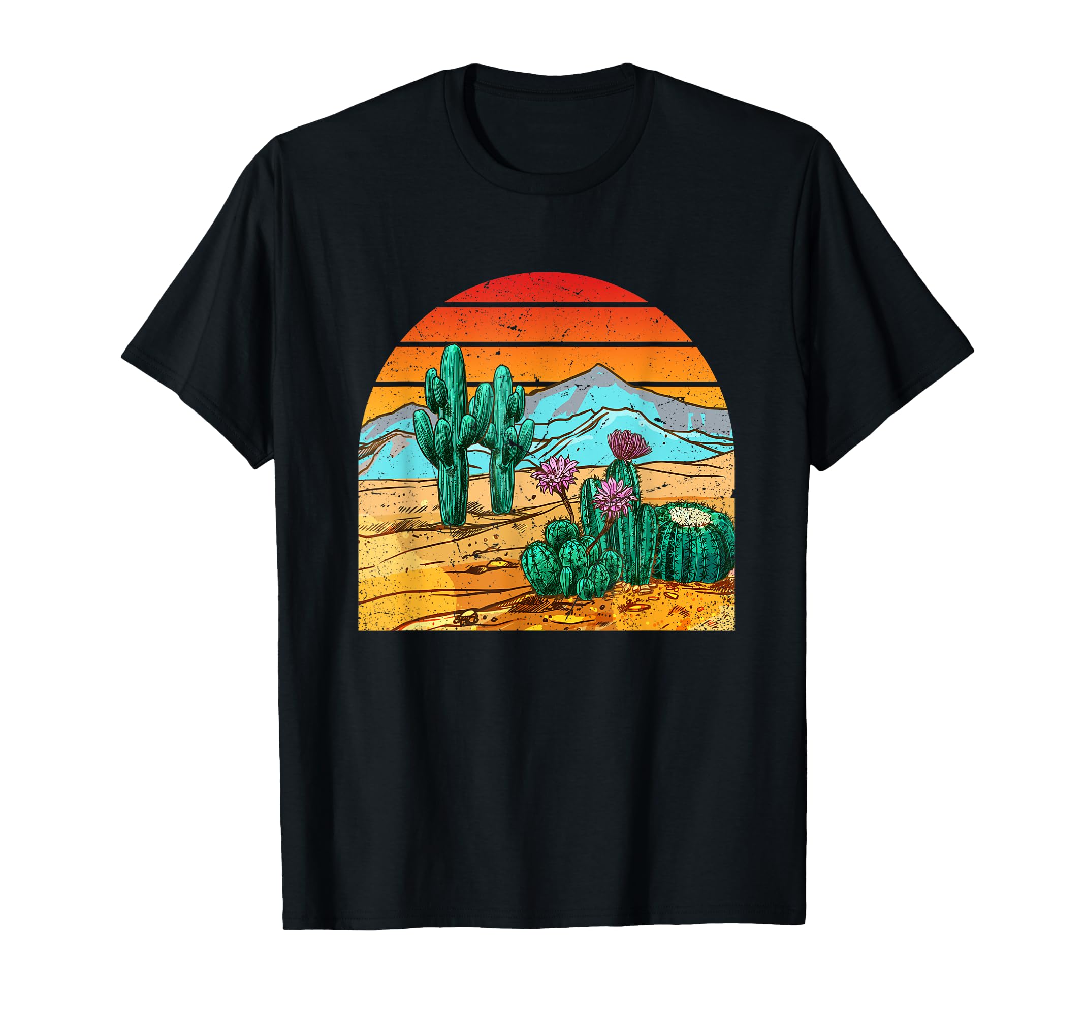 80S Desert Scene Cactus Mountains T-Shirt - Graphic Print Men Women - T-Shirt, Sweatshirt, Hoodie