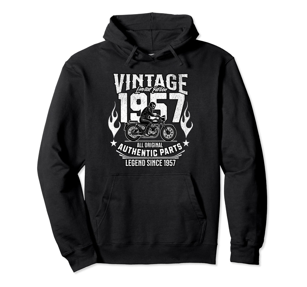 1957 Birthday Meme 1957 Motorcycle Hoodie - Fun Novelty Design Men Women - T-Shirt, Sweatshirt, Hoodie