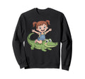 Victorian Riding Alligator Illustration Sweatshirt - Graphic Print Unisex - T-Shirt, Sweatshirt, Hoodie