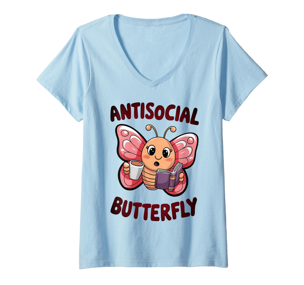 Womens Groovy Anti Social Butterfly T-Shirt - Streetwear Style for Adults - T-Shirt, Sweatshirt, Hoodie