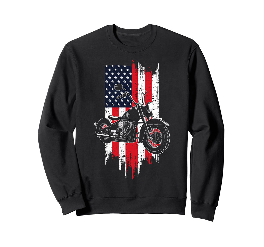 Patriotic Motorcycle Usa Flag Sweatshirt - Minimalist Print for Adults - T-Shirt, Sweatshirt, Hoodie