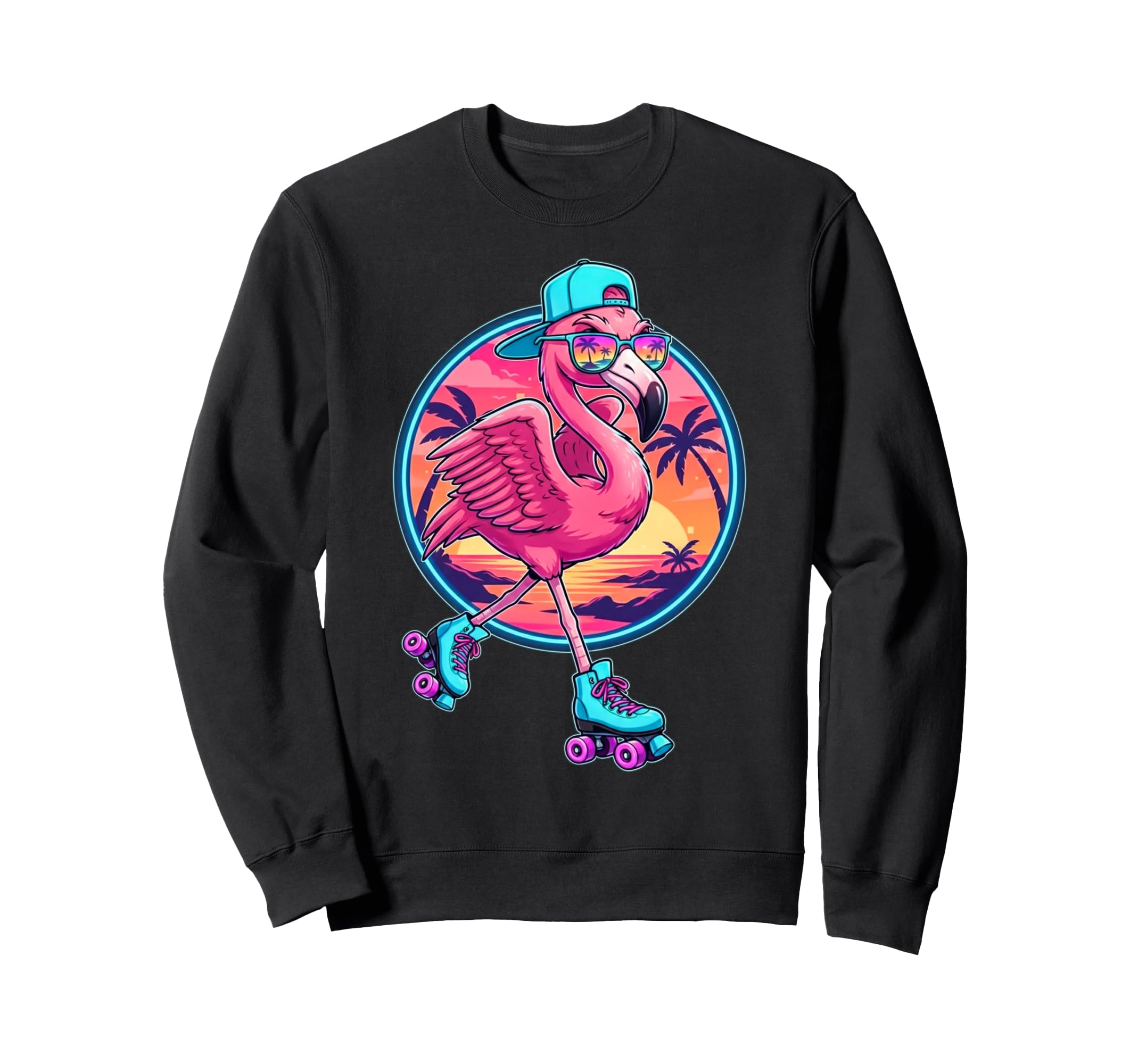 Funny Roller Skating Flamingo Sweatshirt - Novelty Apparel Men Women - T-Shirt, Sweatshirt, Hoodie