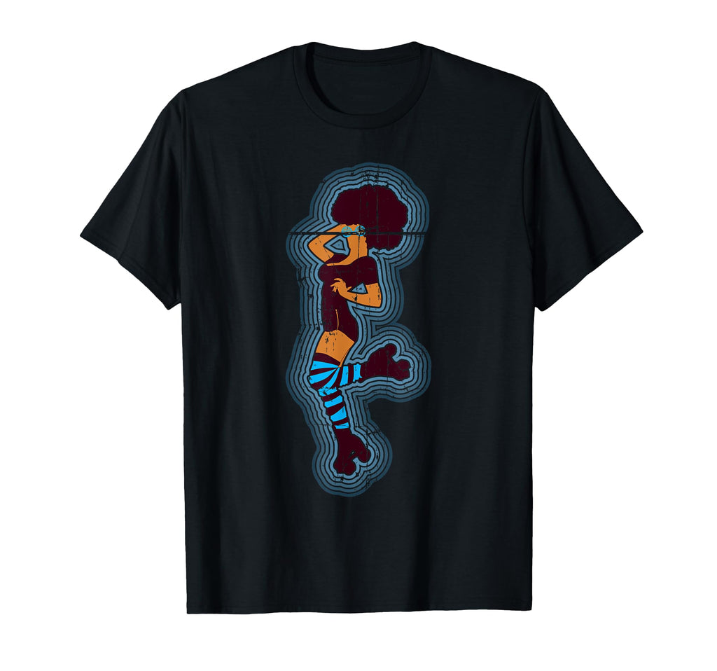 Rollerskating Afro Distressed T-Shirt - Trendy Graphic for Adults - T-Shirt, Sweatshirt, Hoodie
