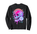 Vaporwave Skull Rose Synthwave Sweatshirt - Aesthetic Graphic Unisex - T-Shirt, Sweatshirt, Hoodie
