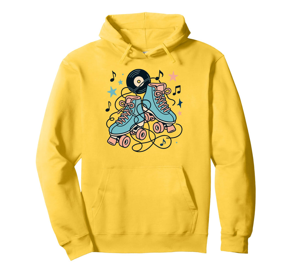 50S Roller Skates And Vinyl Music Hoodie - Trendy Graphic Men Women - T-Shirt, Sweatshirt, Hoodie