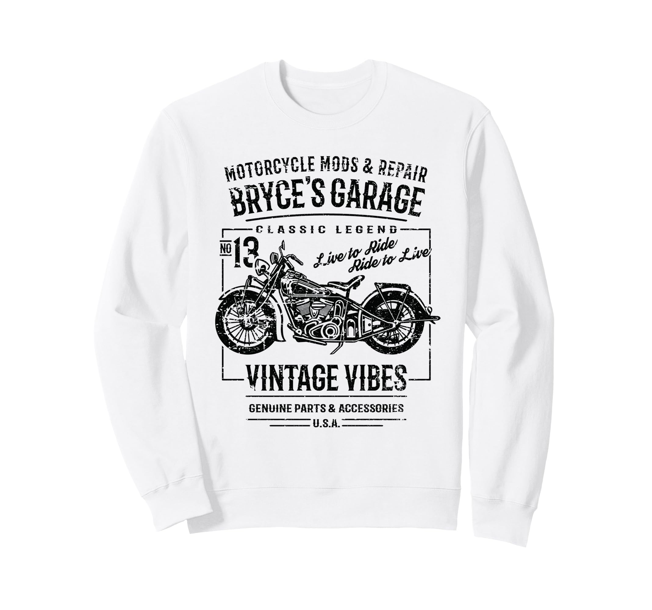 Bryces Garage Motorcycle Name Bryce Sweatshirt - Minimalist Print Men Women - T-Shirt, Sweatshirt, Hoodie