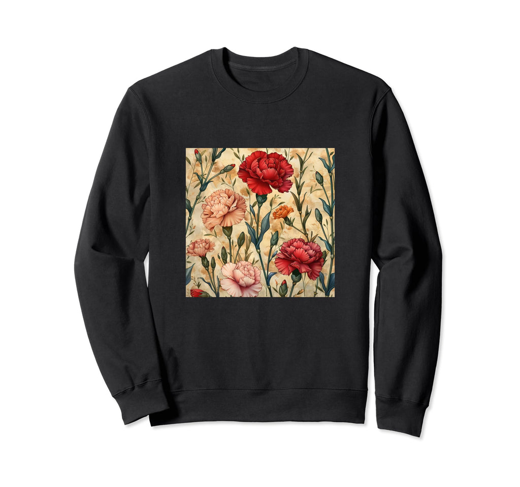 Floral Carnation Flowers Sweatshirt - Minimalist Print Men Women - T-Shirt, Sweatshirt, Hoodie