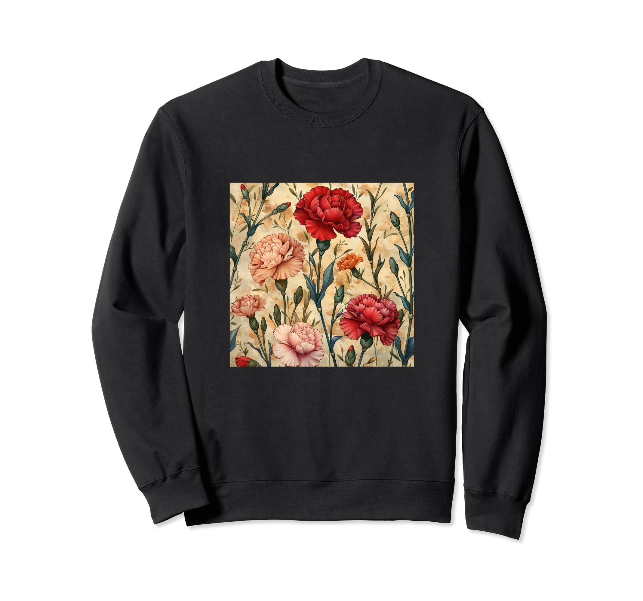 Floral Carnation Flowers Sweatshirt - Minimalist Print Men Women - T-Shirt, Sweatshirt, Hoodie
