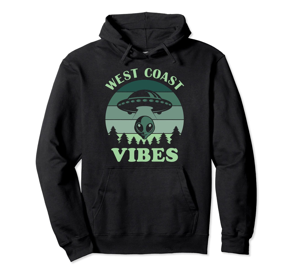 West Coast Vibes Ufo Alien Sunset Hoodie - Novelty Apparel Unisex - T-Shirt, Sweatshirt, Hoodie