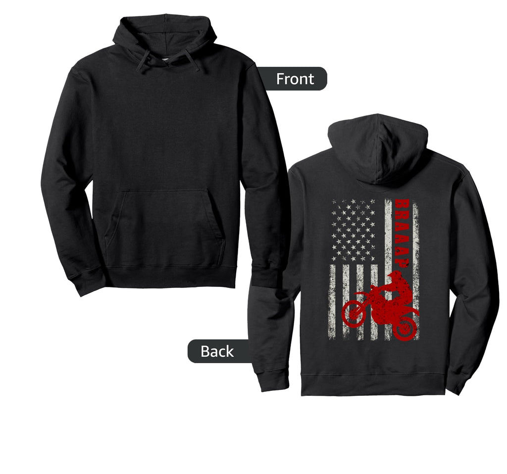 Braaap Usa American Flag Dirt Hoodie - Casual Everyday Wear for Adults - T-Shirt, Sweatshirt, Hoodie
