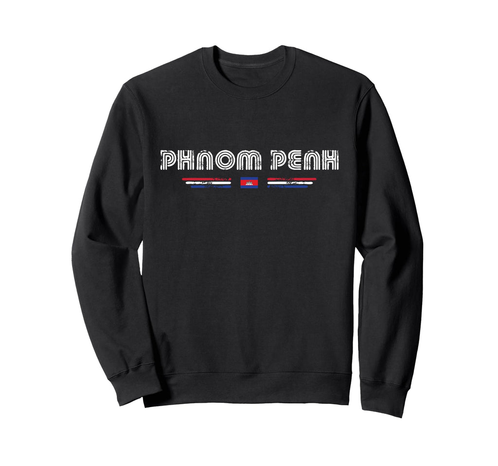 Phnom Penh Cambodia 70S 80S Type Flag Sweatshirt - Minimalist Print Unisex - T-Shirt, Sweatshirt, Hoodie