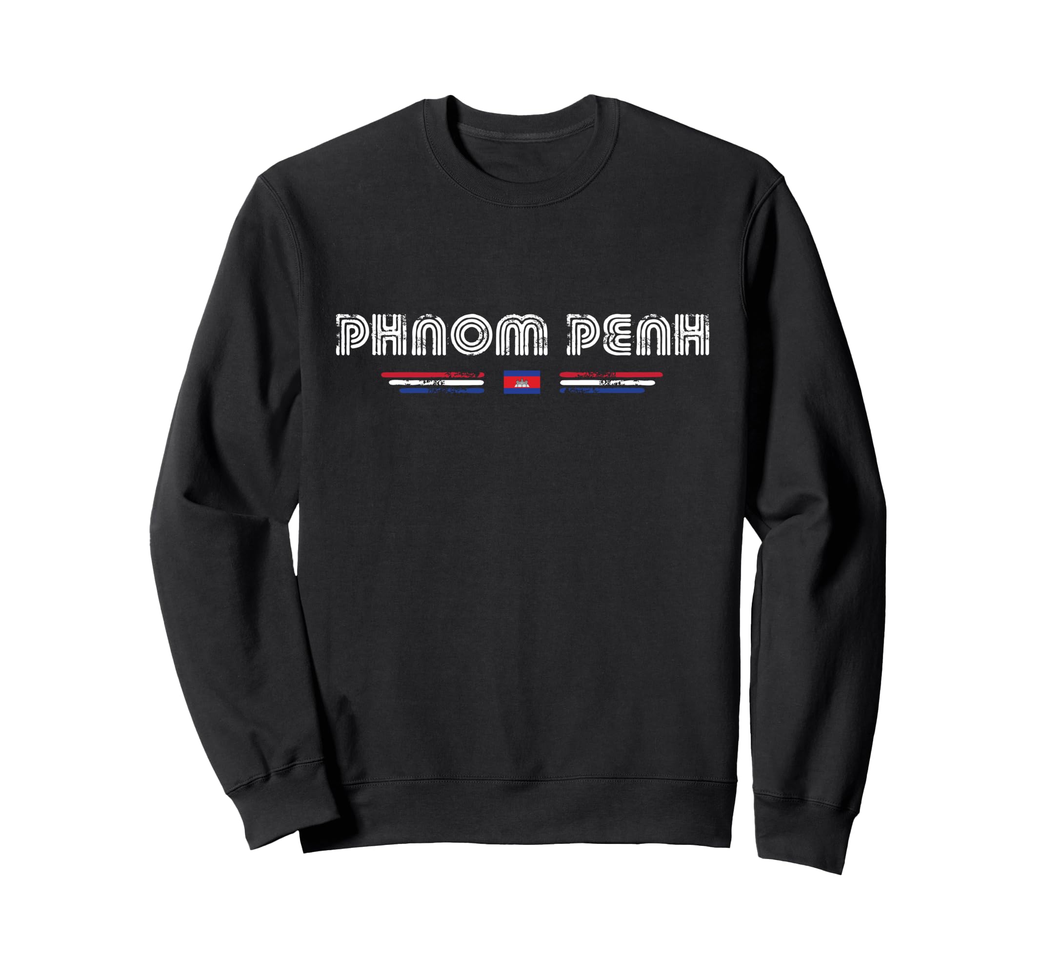 Phnom Penh Cambodia 70S 80S Type Flag Sweatshirt - Minimalist Print Unisex - T-Shirt, Sweatshirt, Hoodie