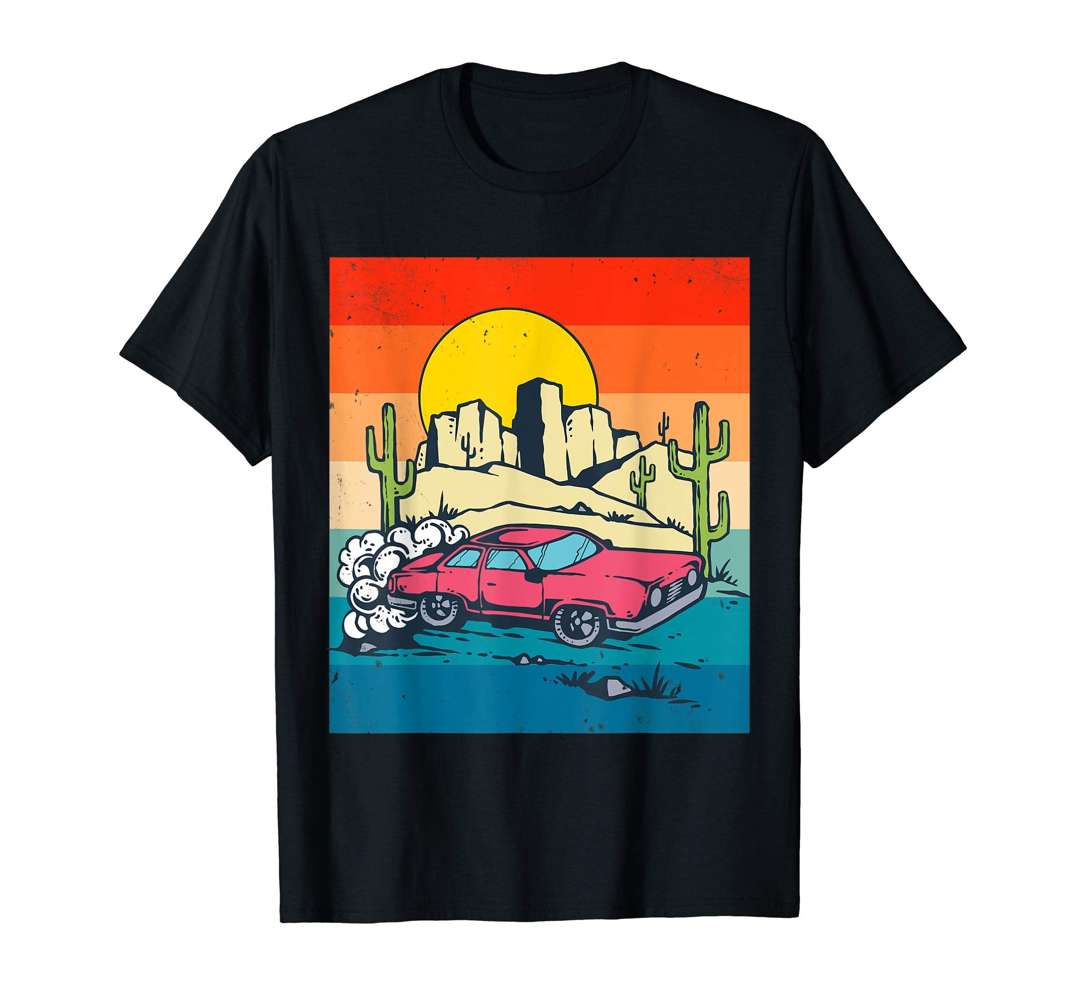 80S Desert Cactus Scene Mountains T-Shirt - Novelty Apparel Men Women - T-Shirt, Sweatshirt, Hoodie