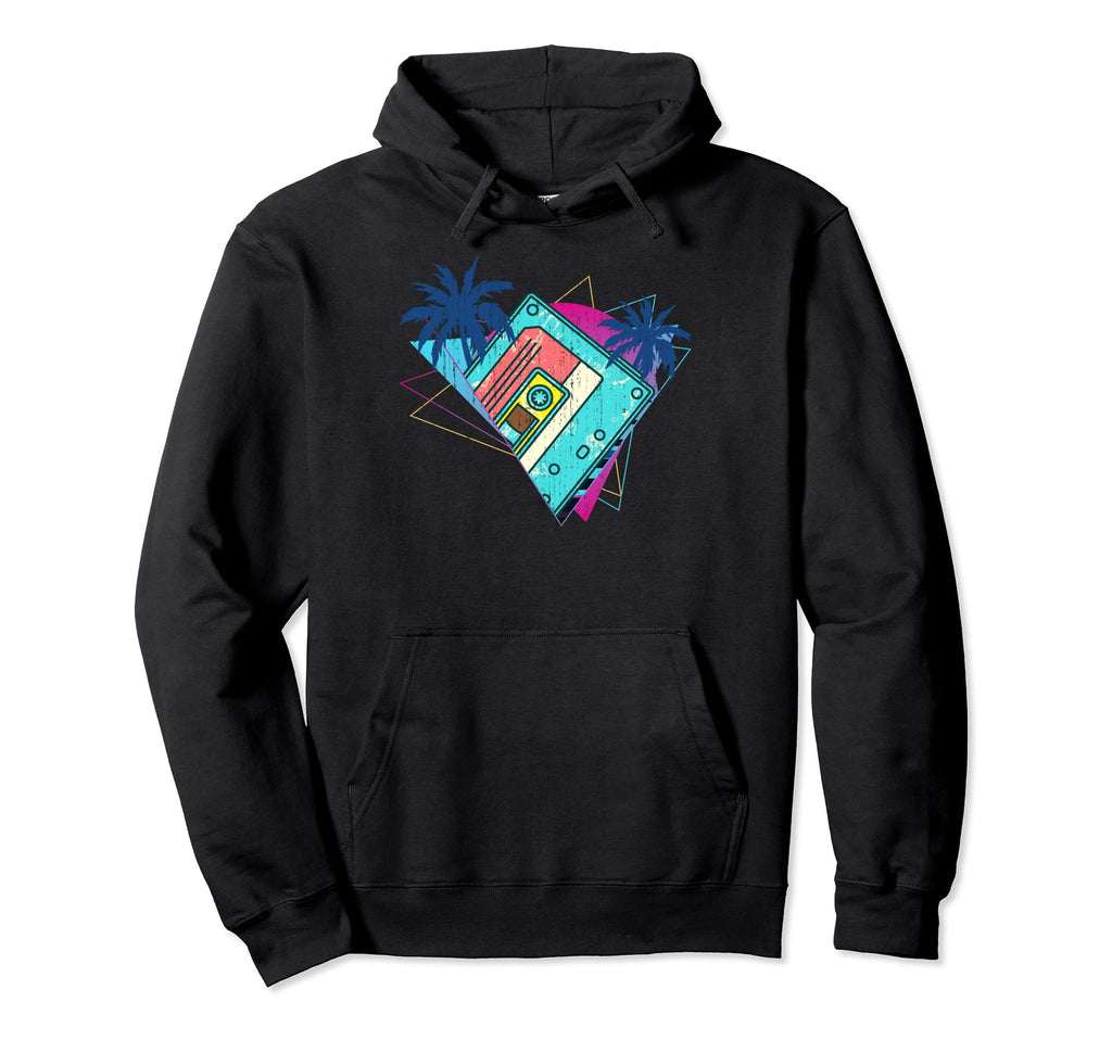 80S Music Cassette Palm Trees Hoodie - Fun Novelty Design Men Women - T-Shirt, Sweatshirt, Hoodie