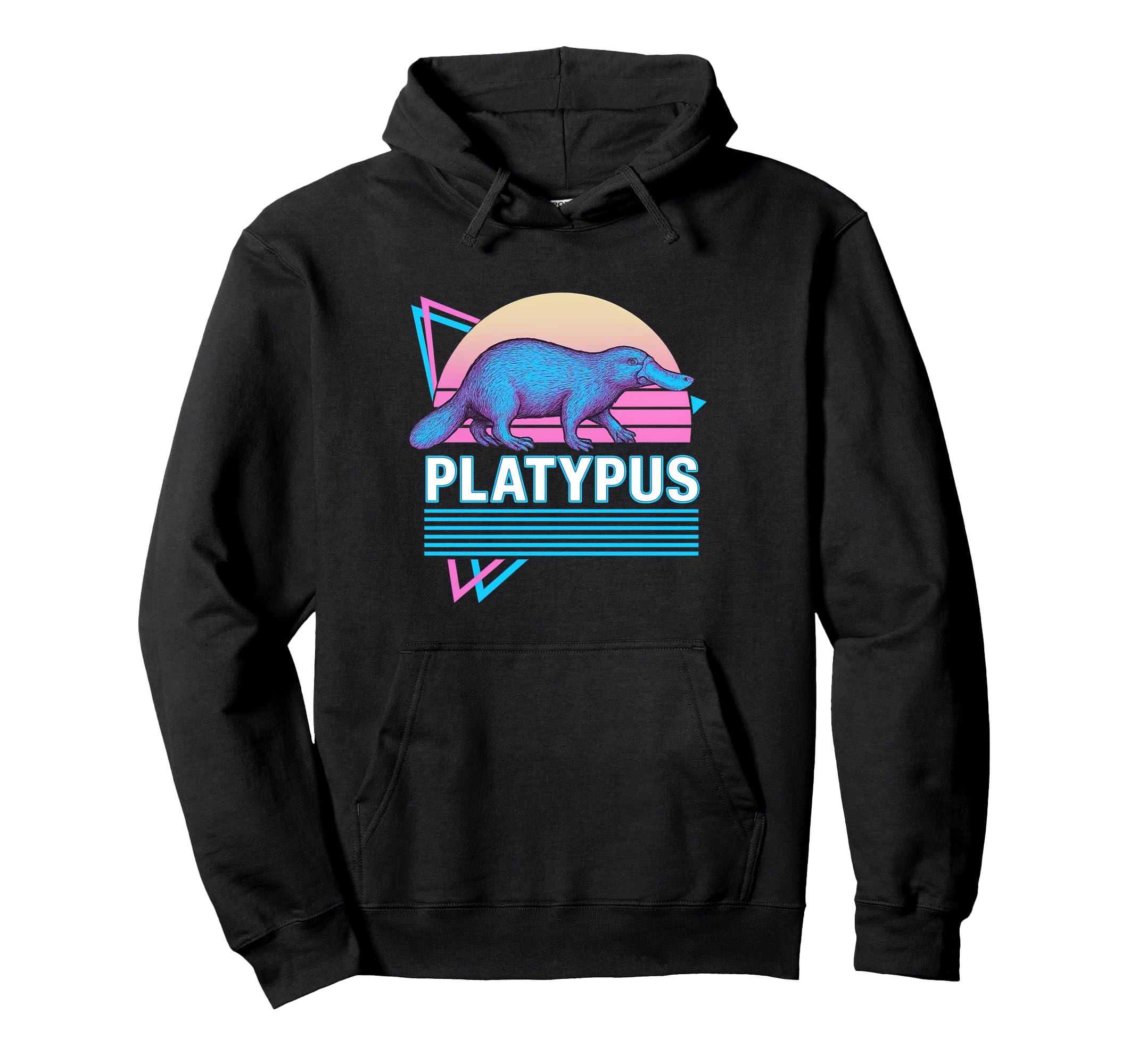 Platypus Synthwave Aesthetic Animal Hoodie - Minimalist Print for Adults - T-Shirt, Sweatshirt, Hoodie