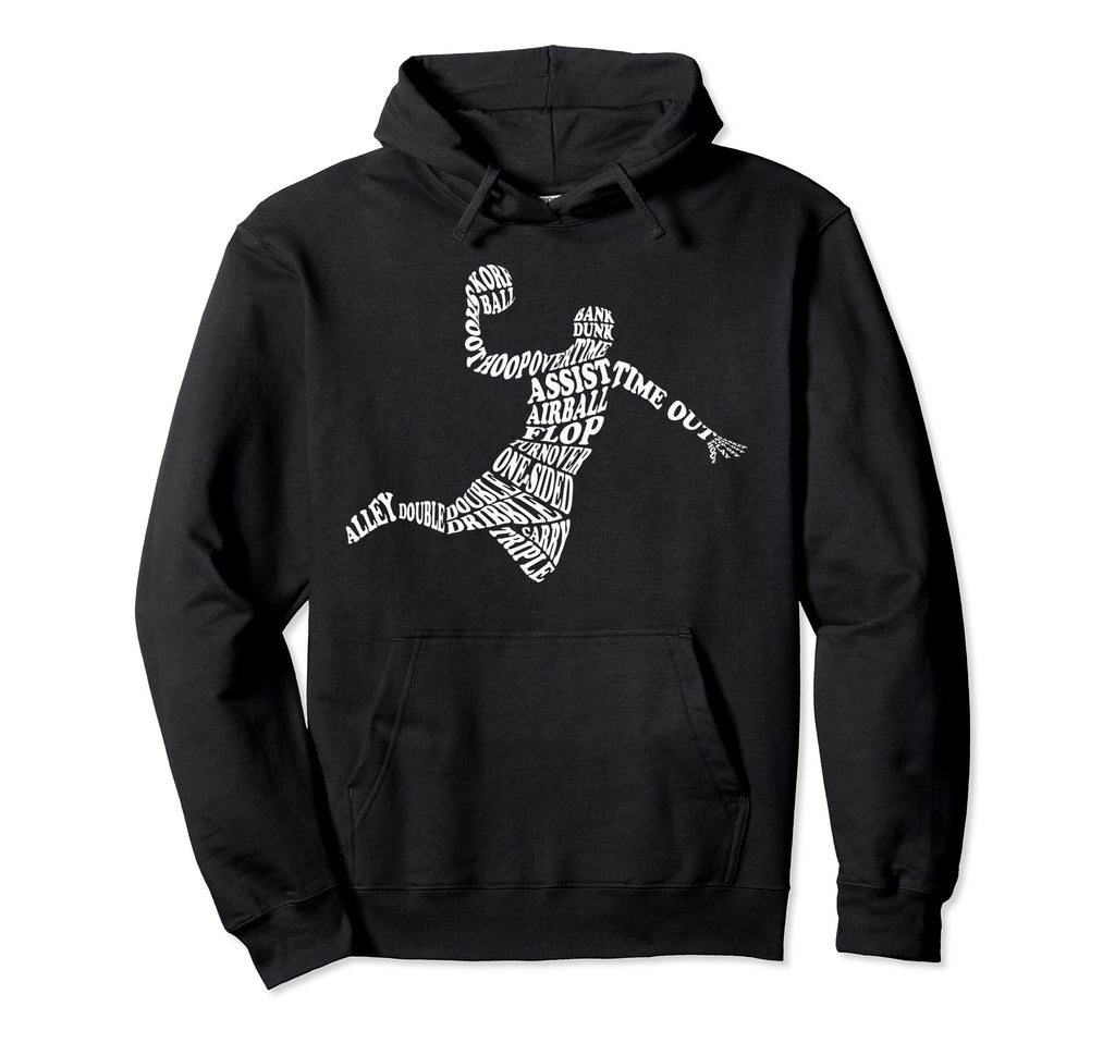 Basketball Player Typography Word Art Hoodie - Unique Graphic Men Women - T-Shirt, Sweatshirt, Hoodie