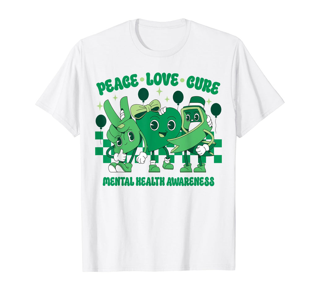 Green Ribbon Survivor Groovy Mental Health T-Shirt - Unique Graphic Unisex - T-Shirt, Sweatshirt, Hoodie