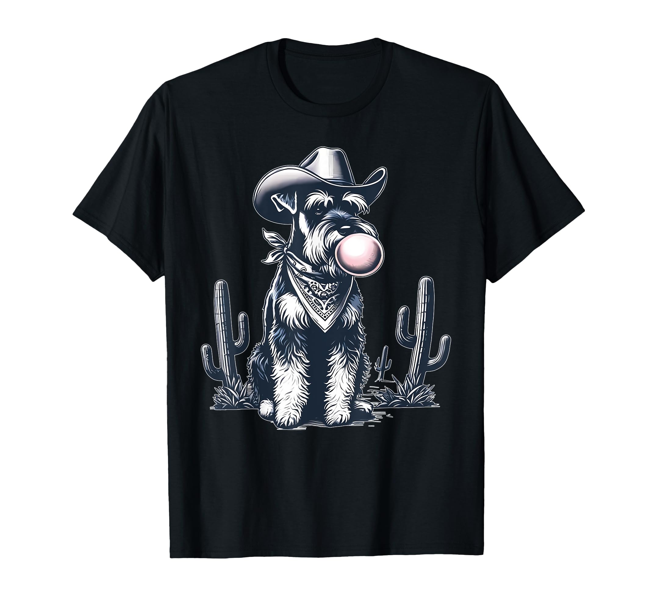 Schnauzer Blowing Bubble Cowboy Ufo Rodeo T-Shirt - Unique Graphic Unisex - T-Shirt, Sweatshirt, Hoodie
