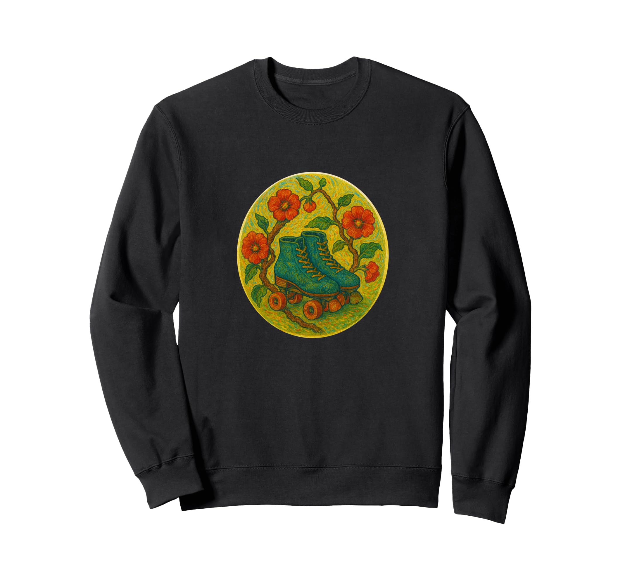 Roller Skates Floral Skaters Sweatshirt - Casual Everyday Wear Men Women - T-Shirt, Sweatshirt, Hoodie
