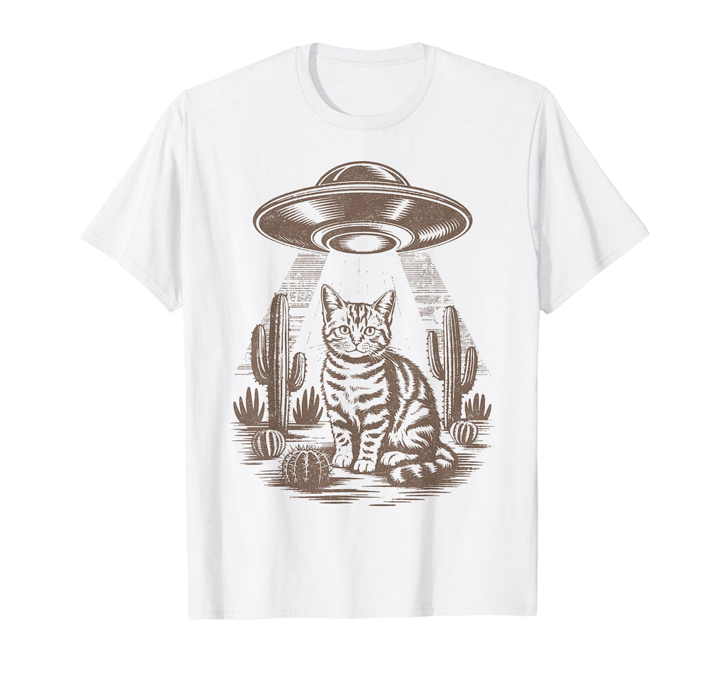 Funny Cat Western Ufo Cowboy Cat T-Shirt - Graphic Print for Adults - T-Shirt, Sweatshirt, Hoodie