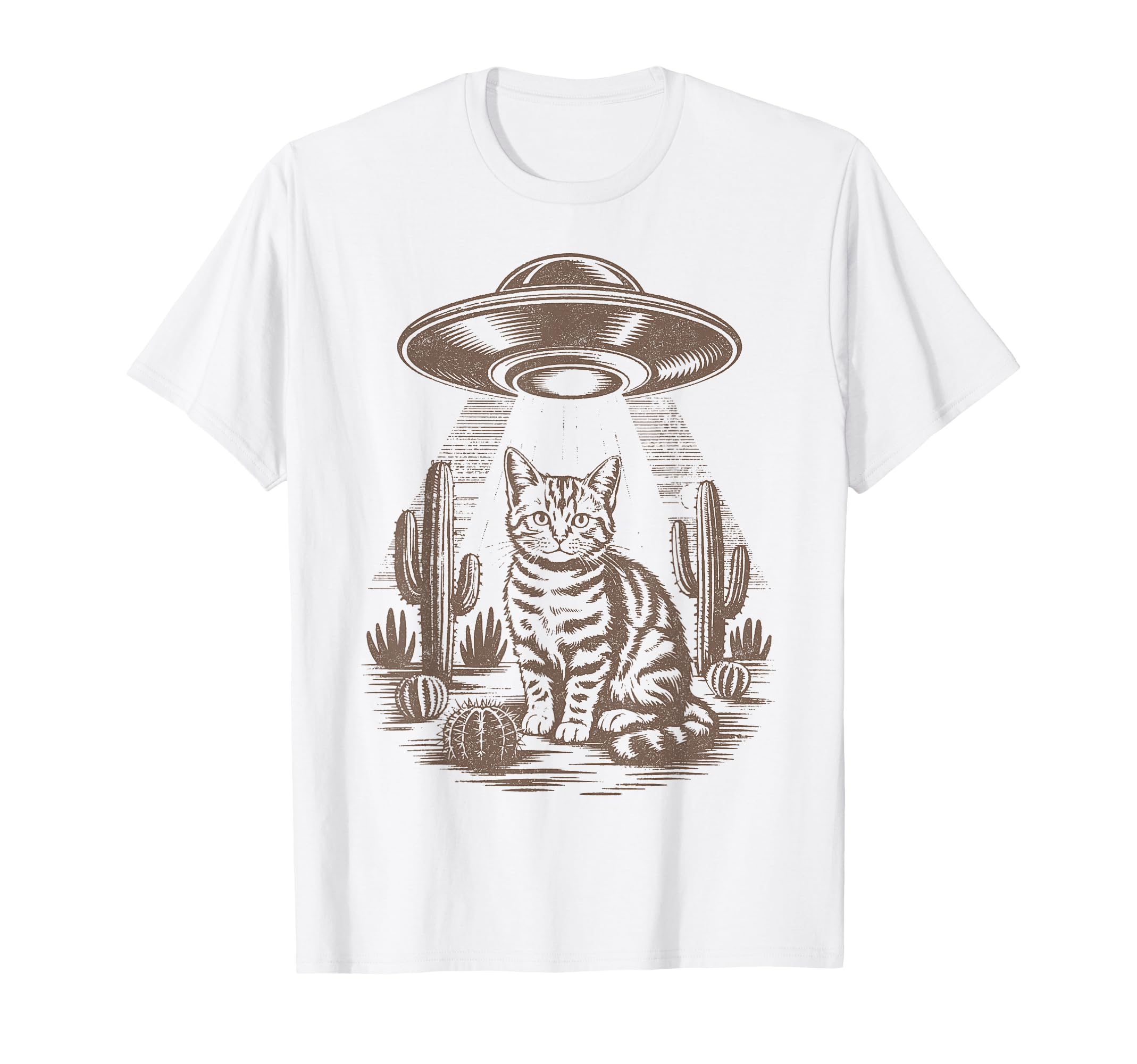 Funny Cat Western Ufo Cowboy Cat T-Shirt - Graphic Print for Adults - T-Shirt, Sweatshirt, Hoodie