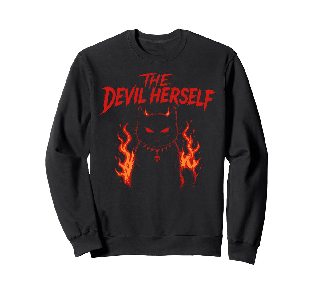 Devil Herself Occult Dark Feminine Sweatshirt - Streetwear Style for Adults - T-Shirt, Sweatshirt, Hoodie