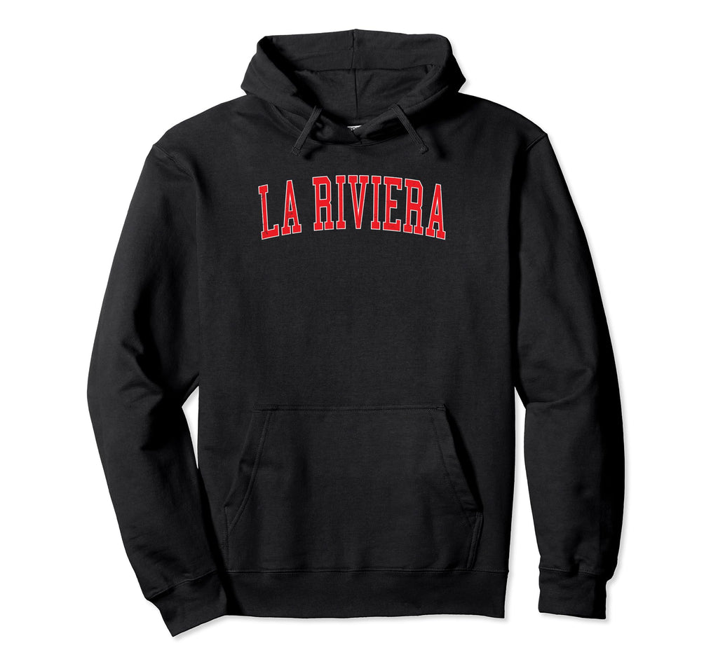 La Riviera Ca Distressed Red Varsity Hoodie - Unique Graphic for Adults - T-Shirt, Sweatshirt, Hoodie