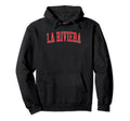 La Riviera Ca Distressed Red Varsity Hoodie - Unique Graphic for Adults - T-Shirt, Sweatshirt, Hoodie