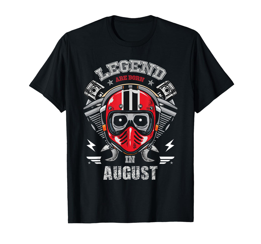 Biker Born August Motorcycle Birthday T-Shirt - Custom Art Print for Adults - T-Shirt, Sweatshirt, Hoodie