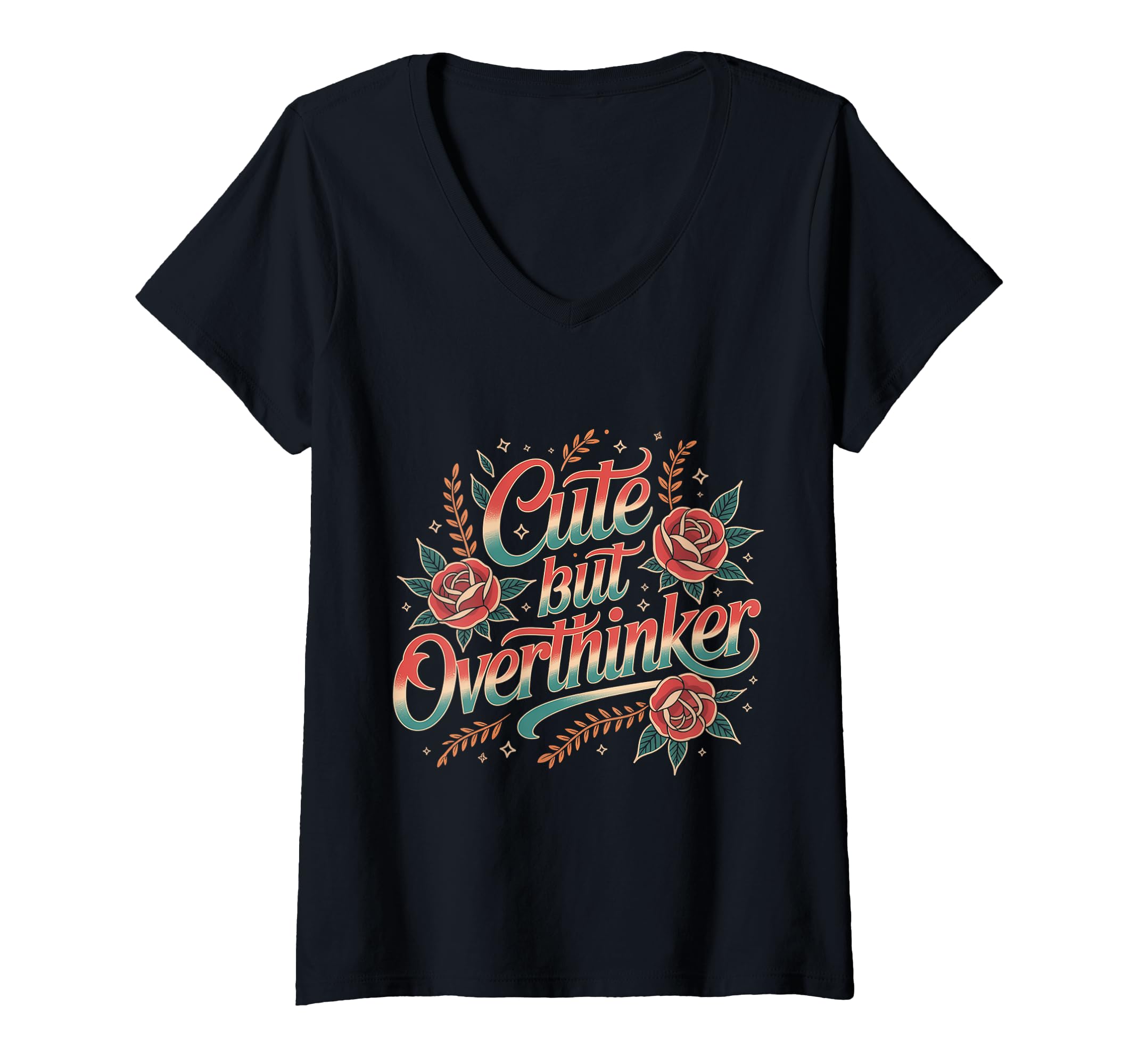 Womens But Overthinker V Neck T-Shirt - Graphic Print for Adults - T-Shirt, Sweatshirt, Hoodie