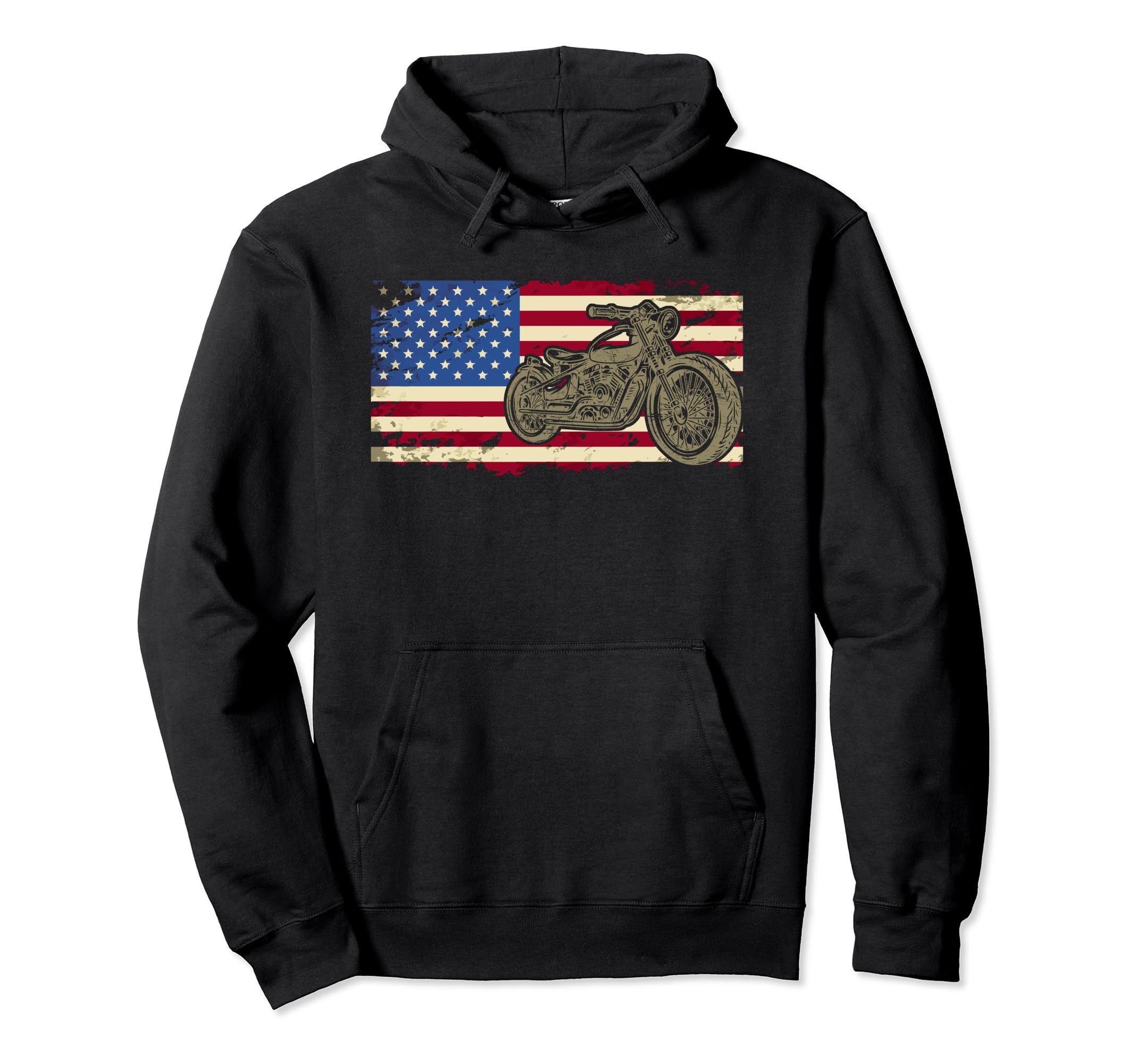 Patriotic Motorcycle American Us Flag Hoodie - Graphic Print for Adults - T-Shirt, Sweatshirt, Hoodie