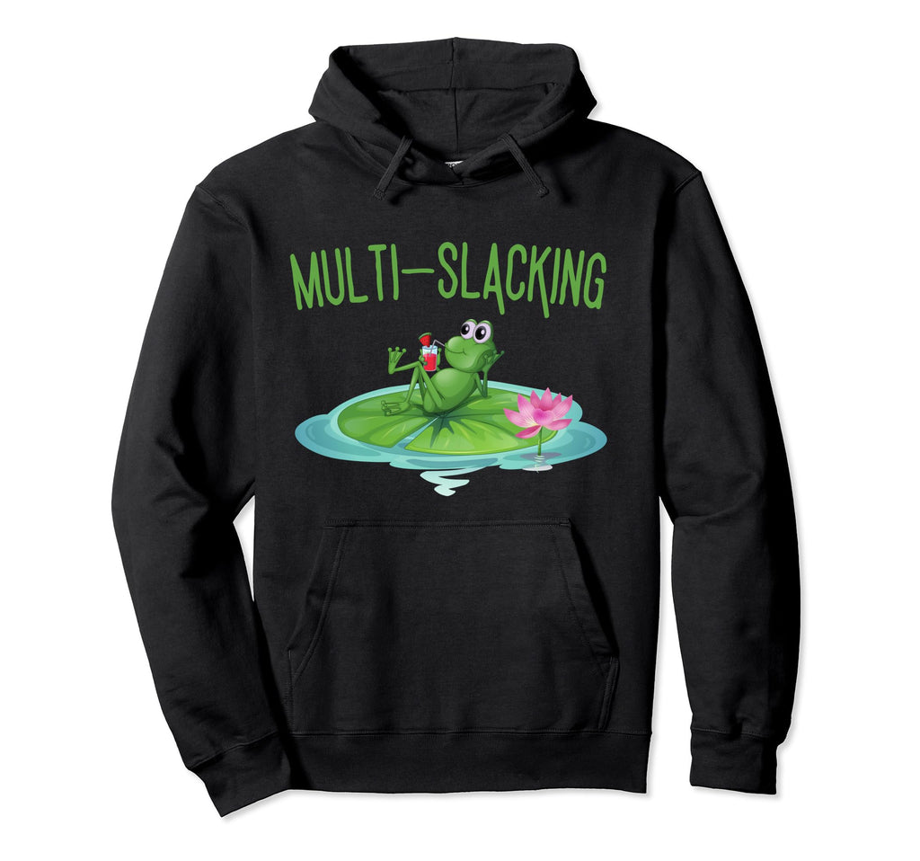 Multi Slacking Relaxing Self Care Frog Hoodie - Streetwear Style Unisex - T-Shirt, Sweatshirt, Hoodie