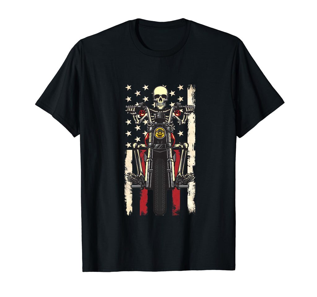 Motorcycle American Flag Biker T-Shirt - Graphic Print Unisex - T-Shirt, Sweatshirt, Hoodie