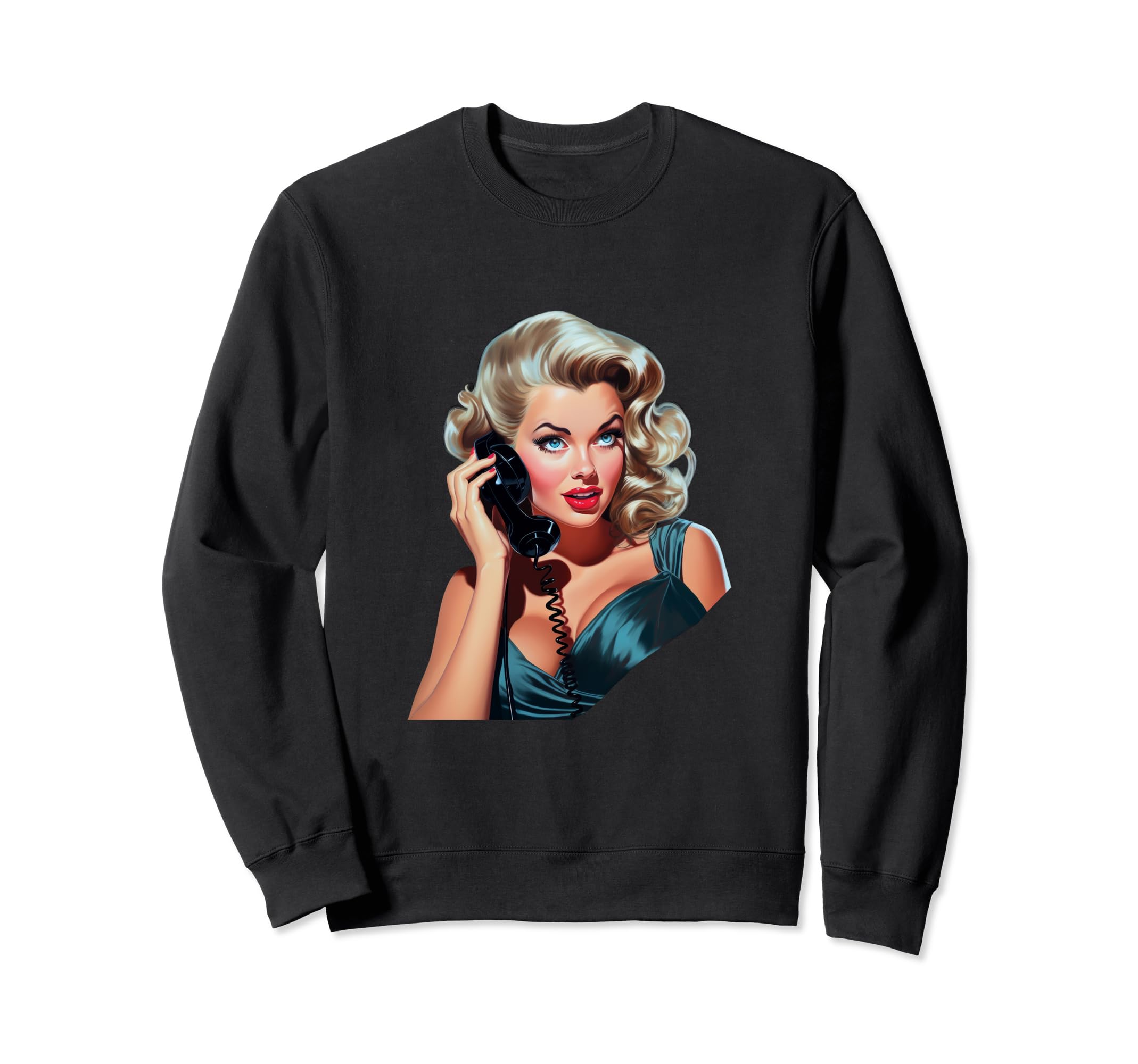 Pinup Telephone Old School Sweatshirt - Trendy Graphic Unisex - T-Shirt, Sweatshirt, Hoodie