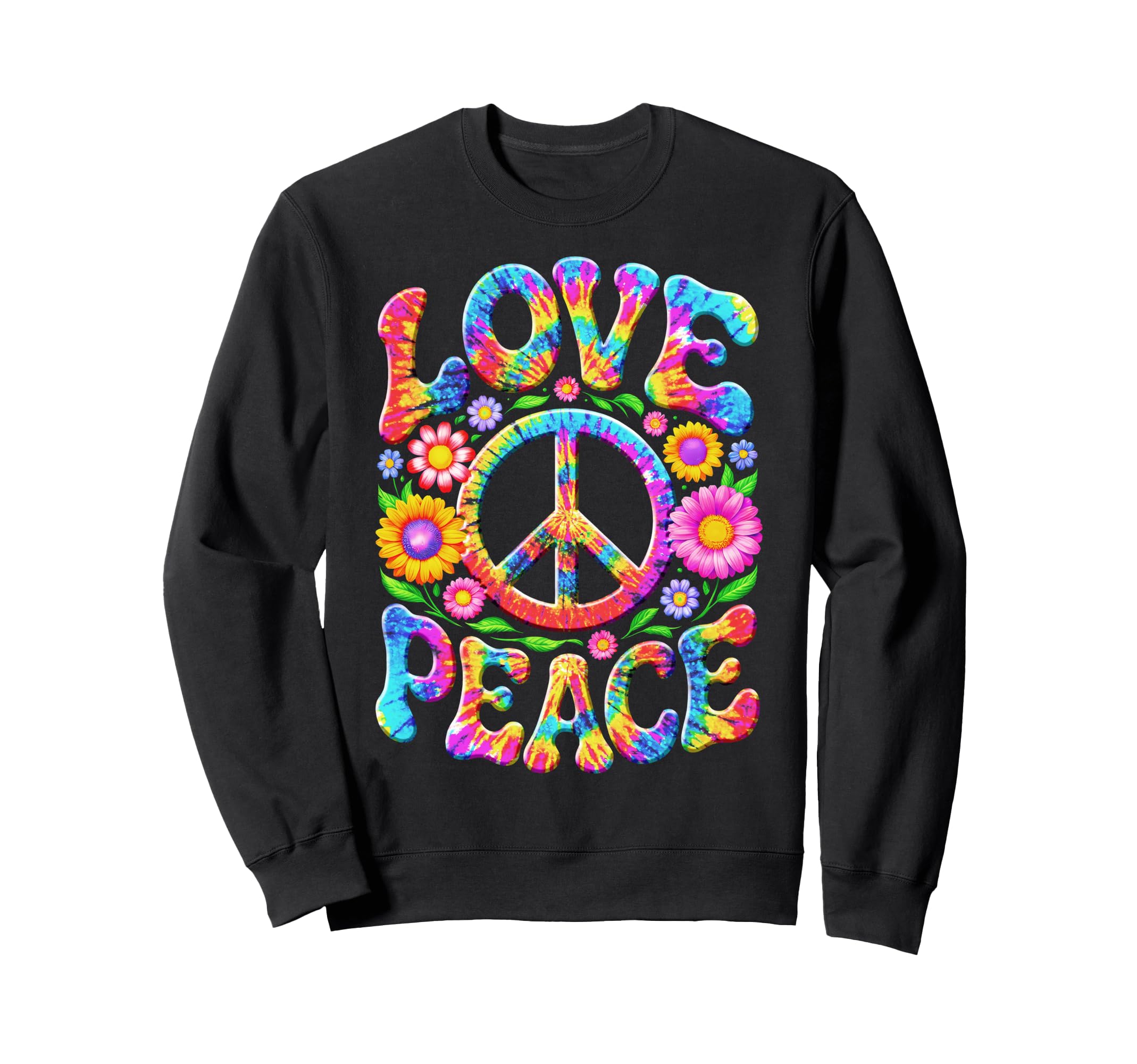 Colorful Flowers Love Peace Sweatshirt - Casual Everyday Wear Men Women - T-Shirt, Sweatshirt, Hoodie