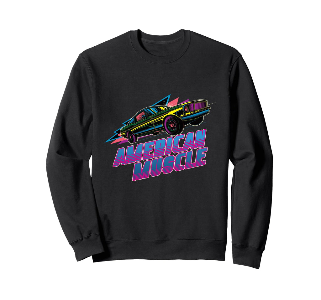 American Muscle Car 80S Synthwave Sweatshirt - Unique Graphic for Adults - T-Shirt, Sweatshirt, Hoodie