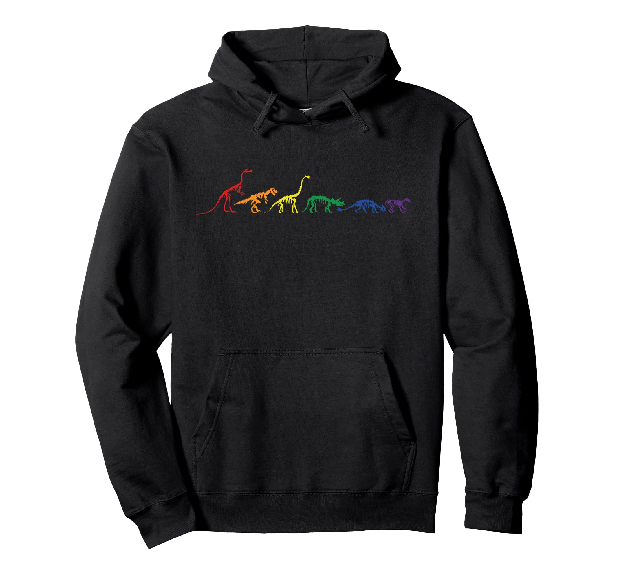 Rainbow Dinosaur Queer T Rex Fossil Hoodie - Fun Novelty Design Men Women - T-Shirt, Sweatshirt, Hoodie