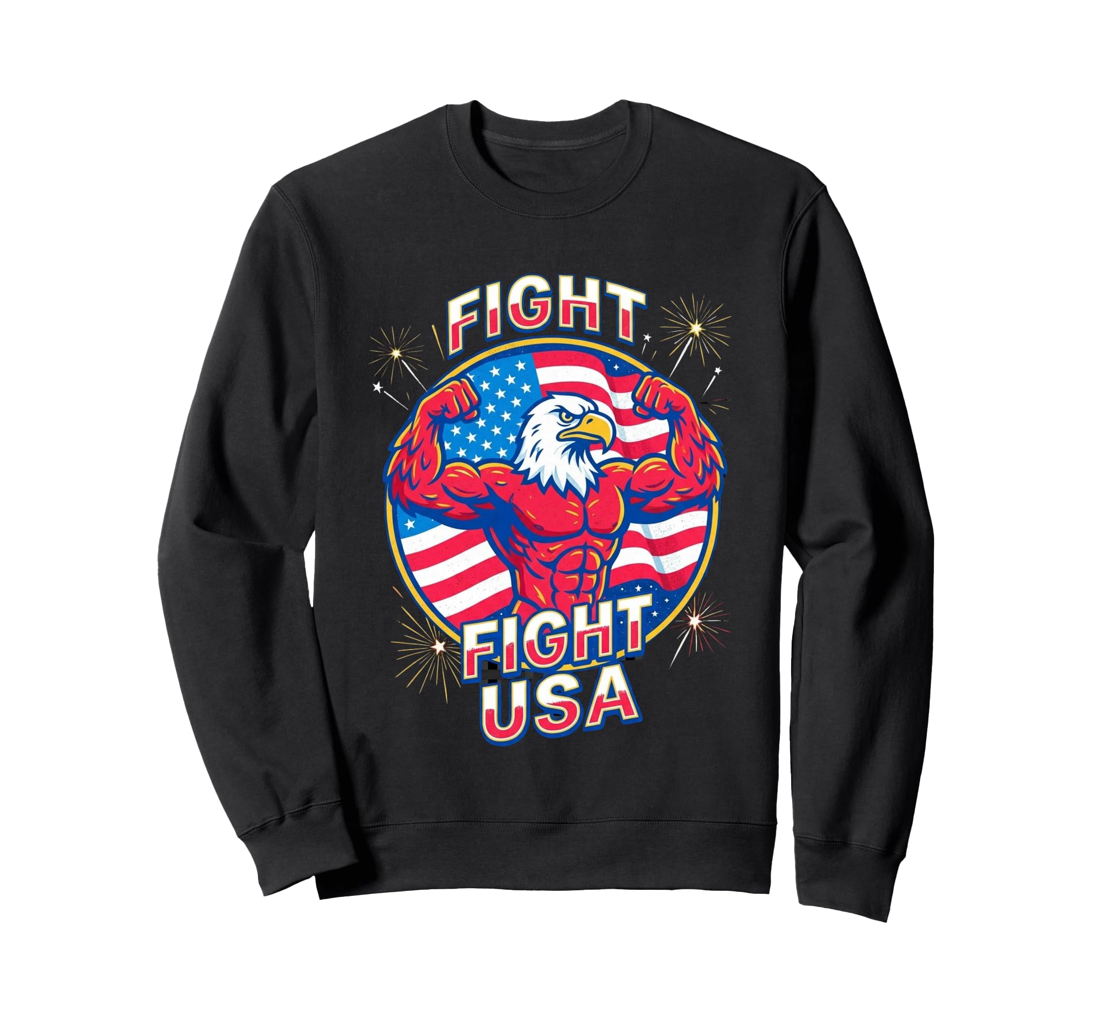 Fight Usa Flexing Bald Eagle Meme Sweatshirt - Unique Graphic Unisex - T-Shirt, Sweatshirt, Hoodie