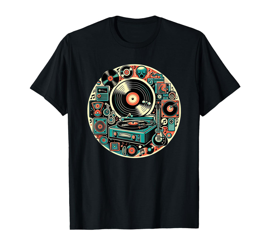 Muusic Vinyl Record Player Designs Hoodie - Minimalist Print Men Women - T-Shirt, Sweatshirt, Hoodie